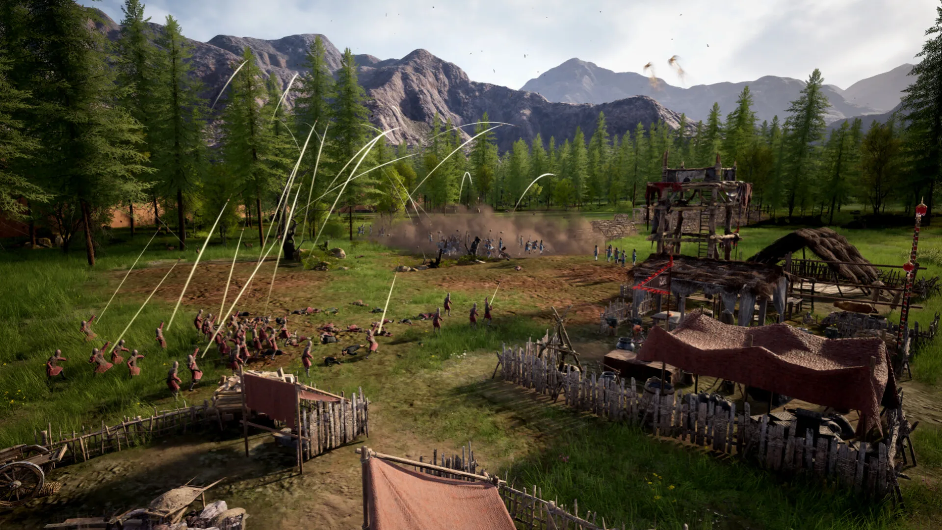 Mandate Order military units fighting near a fortified settlement